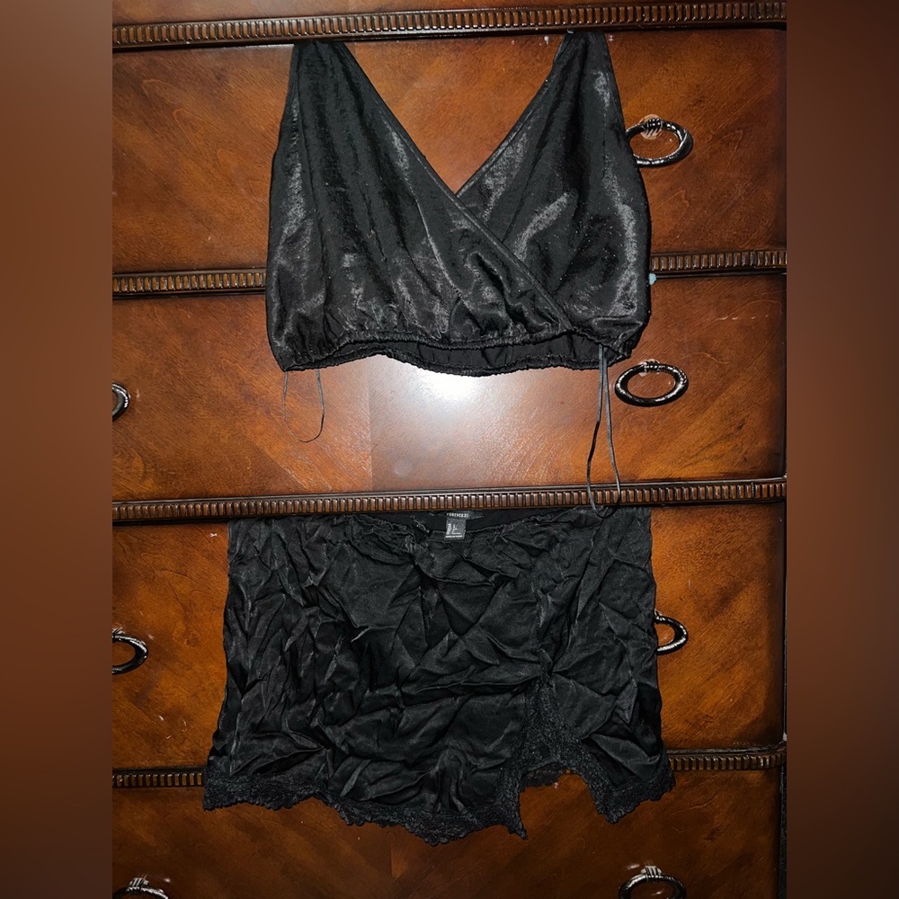 Forever 21 Black Lace top, and skirt set